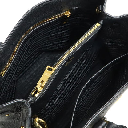 Prada Handbag Tote Bag 2WAY Shoulder Bag Leather Black Gold Hardware 1ba239