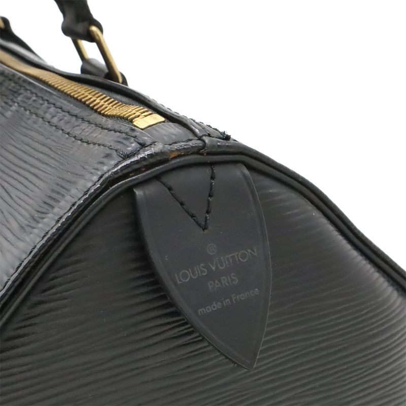 Louis Vuitton Epi Speedy 30 Handbag Mini Boston Bag Leather Noir Black Gold