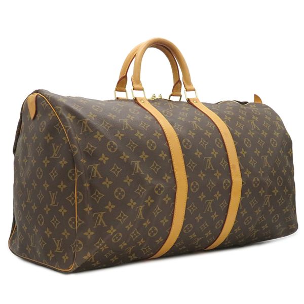 Louis Vuitton Boston Bag Keepall 55 Monogram Canvas Monogram Gold Hardware
