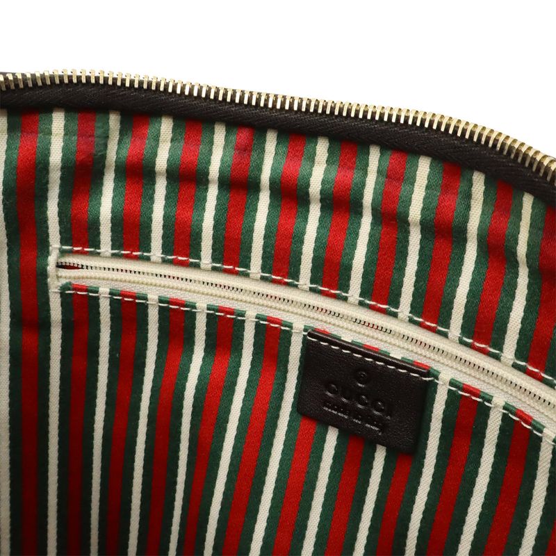 Gucci GG Canvas Shoulder Bag Crossbody Leather Khaki Beige Dark Brown Gold