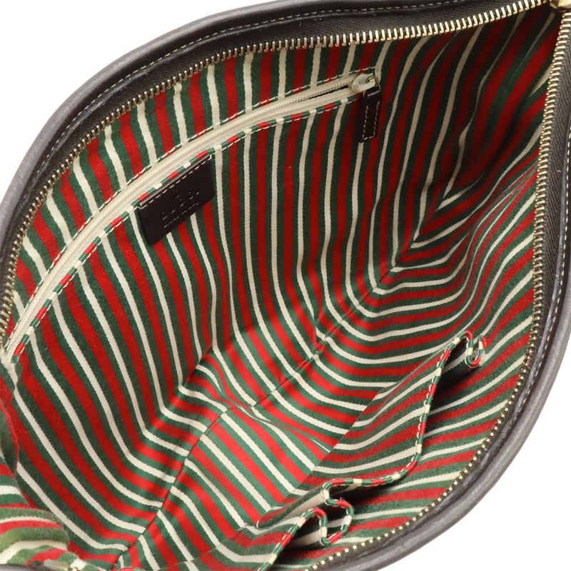 Gucci GG Canvas Shoulder Bag Crossbody Leather Khaki Beige Dark Brown Gold