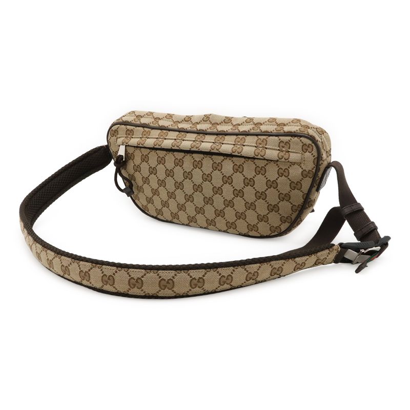 Gucci GG Canvas Large Sling Bag Body Bag Waist Bag Crossbody Bag Beige Dark