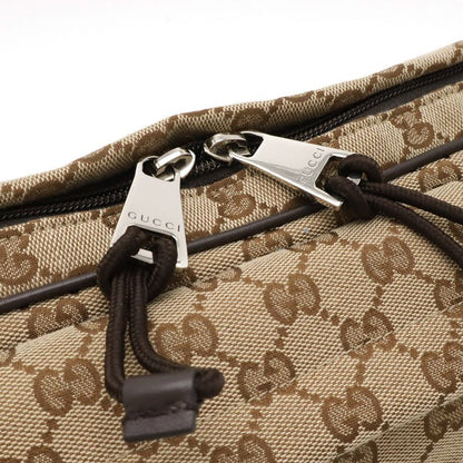 Gucci GG Canvas Large Sling Bag Body Bag Waist Bag Crossbody Bag Beige Dark