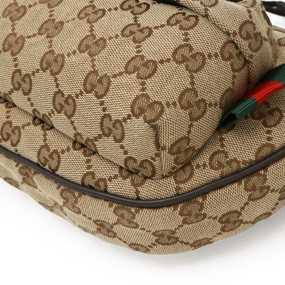 Gucci GG Canvas Large Sling Bag Body Bag Waist Bag Crossbody Bag Beige Dark
