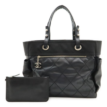 Chanel Paris Biarritz Tote GM Tote Bag Shoulder Bag Coated Canvas Black With