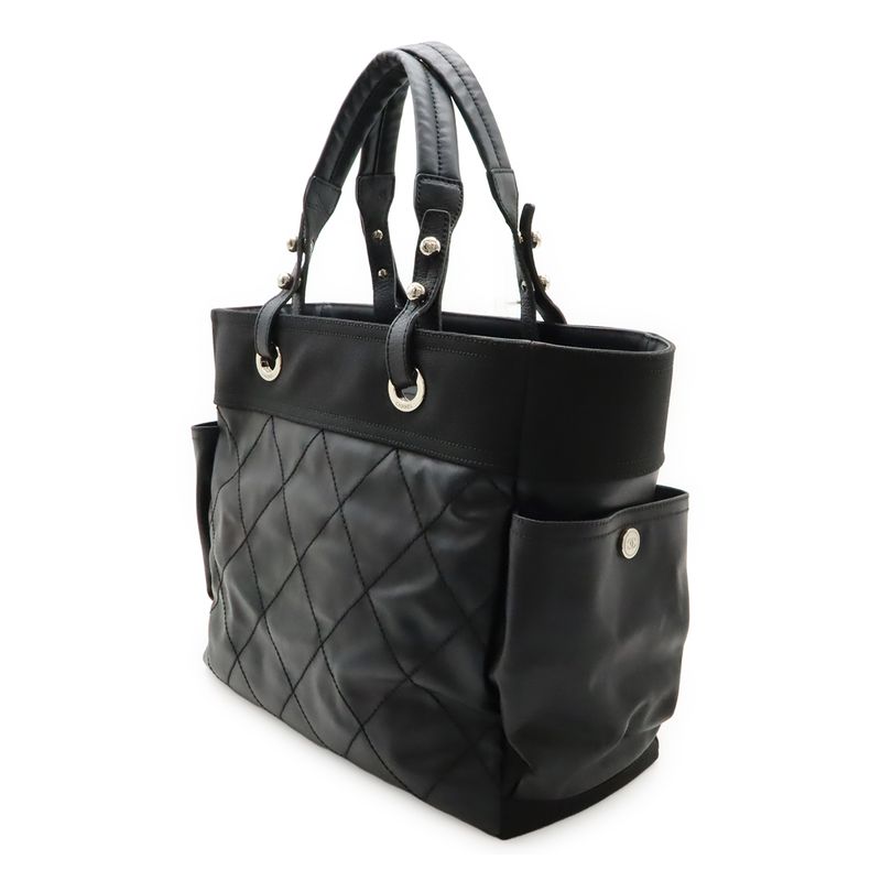 Chanel Paris Biarritz Tote GM Tote Bag Shoulder Bag Coated Canvas Black With