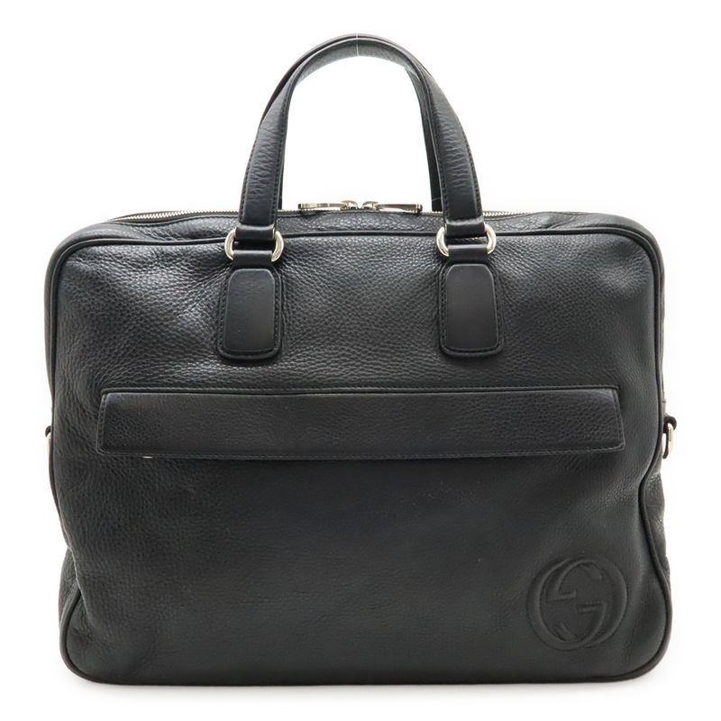 Gucci Interlocking G Business Bag Briefcase Document Cabasn Leather Black
