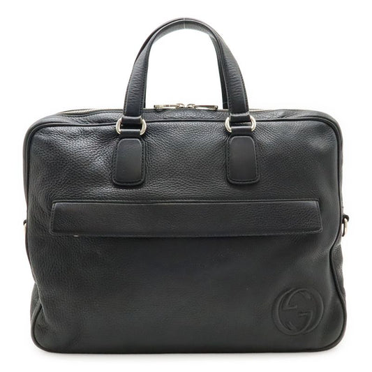 Gucci Interlocking G Business Bag Briefcase Document Cabasn Leather Black