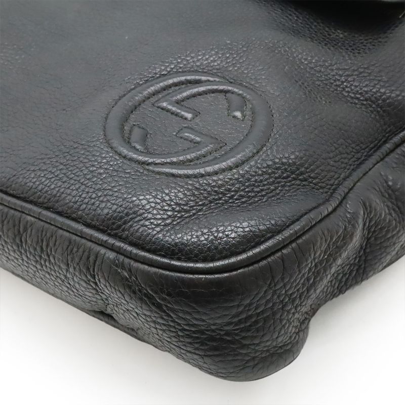 Gucci Interlocking G Business Bag Briefcase Document Cabasn Leather Black