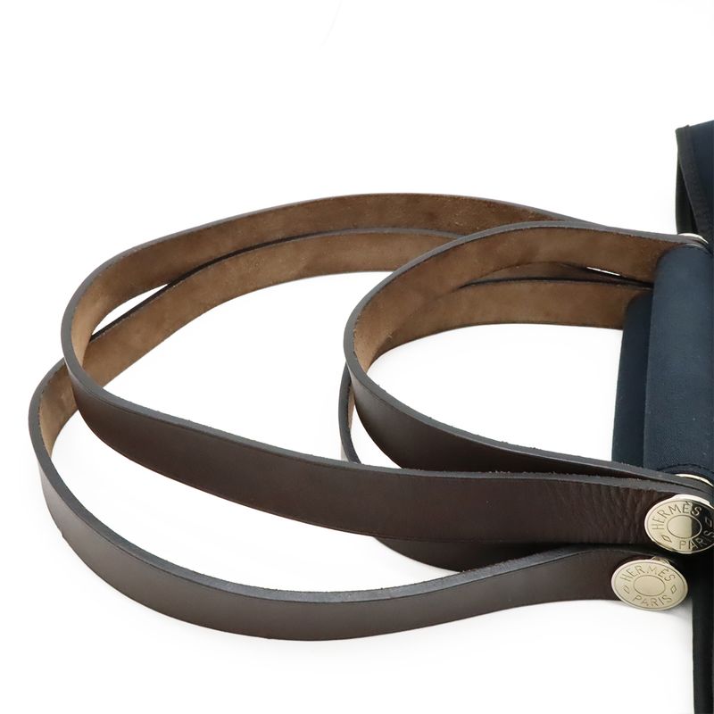 Hermes Cabas Q'elan PM Tote Handbag 2WAY Shoulder Bag Shoulder Toile Officier