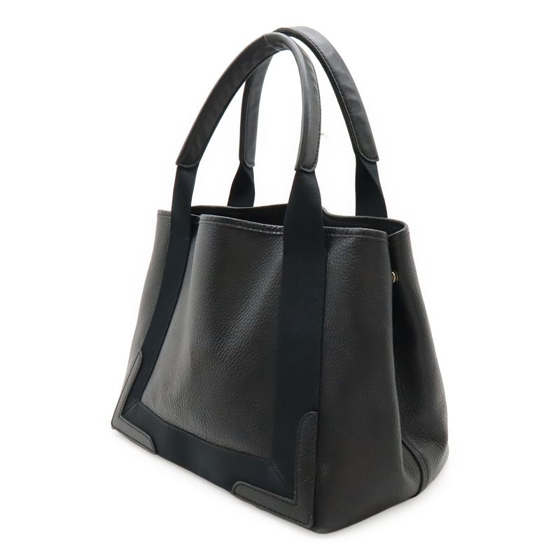 Balenciaga Navy Cabas S Small Logo Handbag Tote Leather Black With Pouch 339933