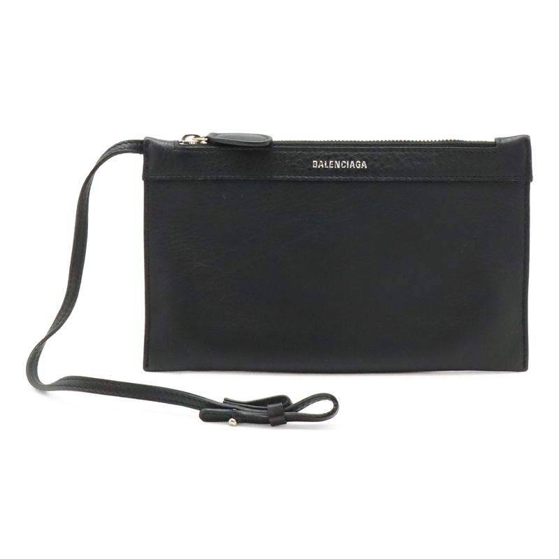 Balenciaga Navy Cabas S Small Logo Handbag Tote Leather Black With Pouch 339933