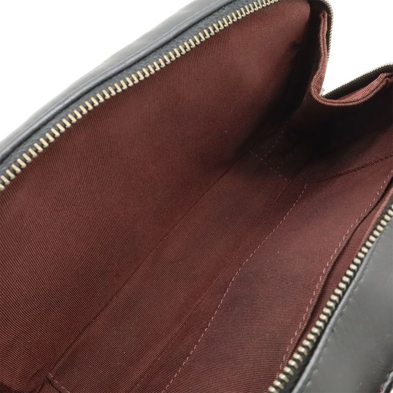 Chanel Coco Boy Matelasse Chain Shoulder Bag Pochette Calfskin Leather Black