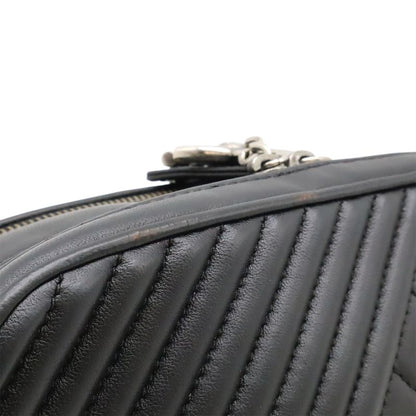 Chanel Coco Boy Matelasse Chain Shoulder Bag Pochette Calfskin Leather Black