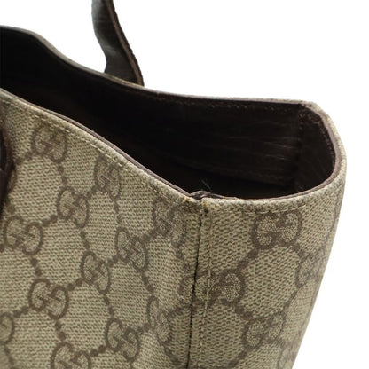 Gucci GG Supreme Tote Bag Shoulder Bag Semi Shoulder PVC Leather Beige Brown