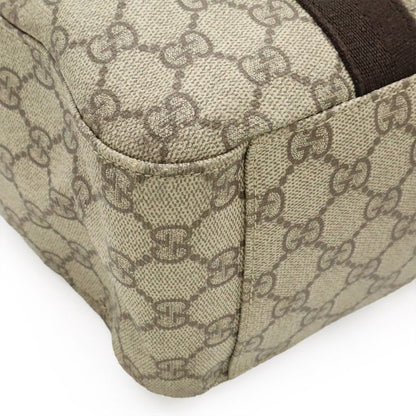 Gucci GG Supreme Tote Bag Shoulder Bag Semi Shoulder PVC Leather Beige Brown