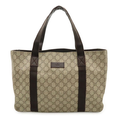 Gucci GG Supreme Tote Bag Shoulder Bag Semi Shoulder PVC Leather Beige Brown