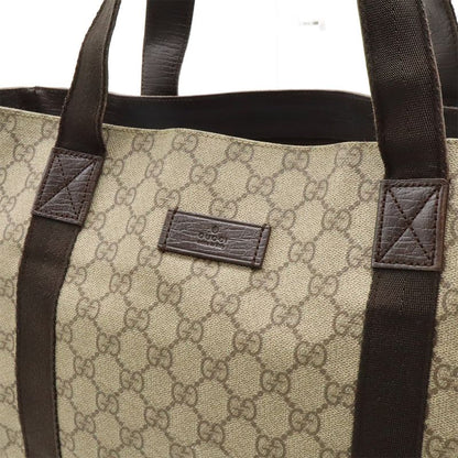 Gucci GG Supreme Tote Bag Shoulder Bag Semi Shoulder PVC Leather Beige Brown