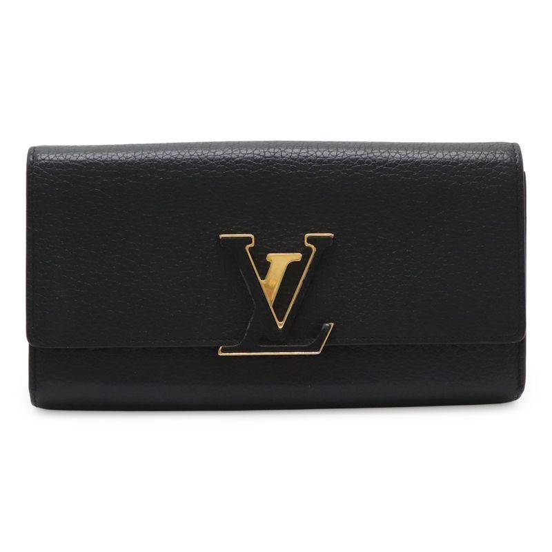 Louis Vuitton Portefeuille Capucines Bifold Long Wallet Taurillon Leather Noir