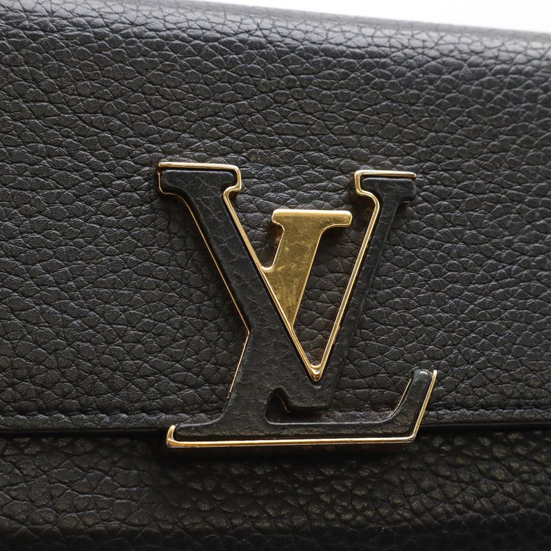 Louis Vuitton Portefeuille Capucines Bifold Long Wallet Taurillon Leather Noir