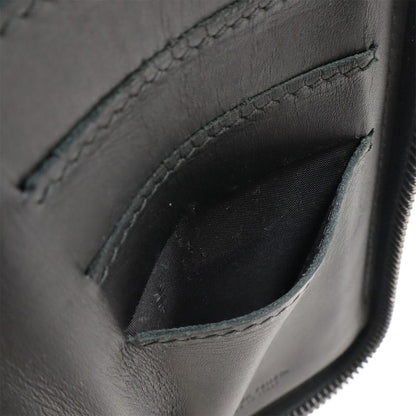 Bottega Veneta Intrecciato Round Zipper Long Wallet Travel Case Leather Black