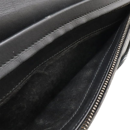 Bottega Veneta Intrecciato Round Zipper Long Wallet Travel Case Leather Black