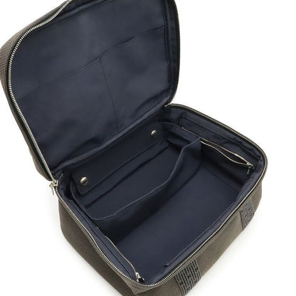 Hermes Her Line Vanity Bag Handbag Cosmetic Pouch Canvas Gray Black Silver