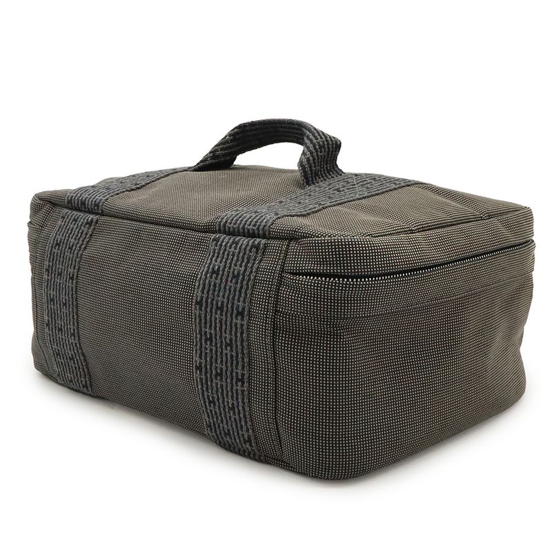 Hermes Her Line Vanity Bag Handbag Cosmetic Pouch Canvas Gray Black Silver