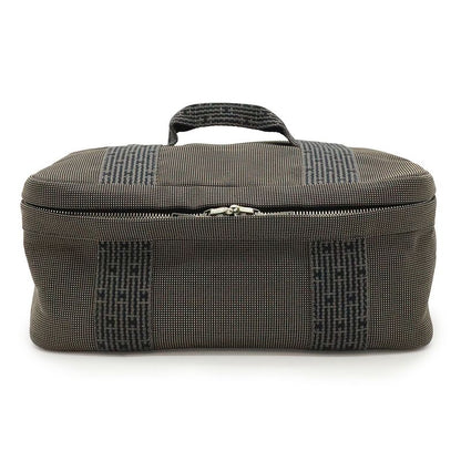 Hermes Her Line Vanity Bag Handbag Cosmetic Pouch Canvas Gray Black Silver