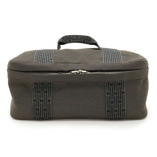 Hermes Her Line Vanity Bag Handbag Cosmetic Pouch Canvas Gray Black Silver