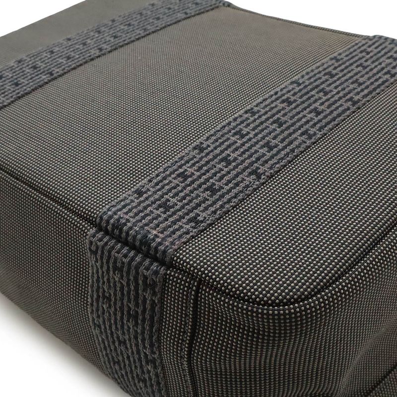 Hermes Her Line Vanity Bag Handbag Cosmetic Pouch Canvas Gray Black Silver