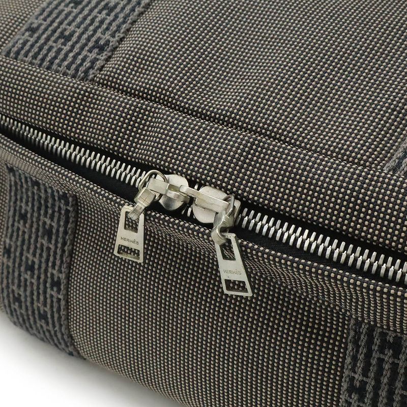 Hermes Her Line Vanity Bag Handbag Cosmetic Pouch Canvas Gray Black Silver