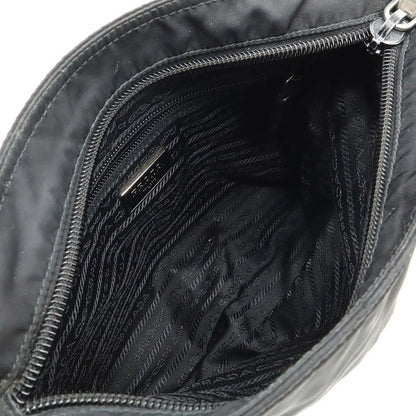 Prada Triangle Logo Plate Shoulder Bag Crossbody Nylon Leather NERO Black