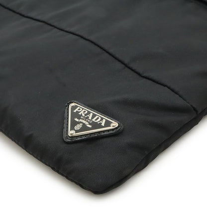 Prada Triangle Logo Plate Shoulder Bag Crossbody Nylon Leather NERO Black