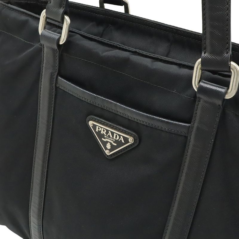 Prada Tote Shoulder Bag Shoulder Tote Semi Shoulder Nylon Leather NERO Black