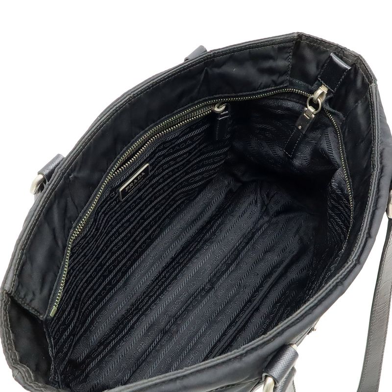 Prada Tote Shoulder Bag Shoulder Tote Semi Shoulder Nylon Leather NERO Black