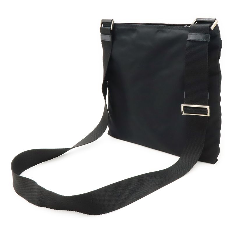Prada Shoulder Bag Crossbody Depth None Nylon Leather NERO Black Silver