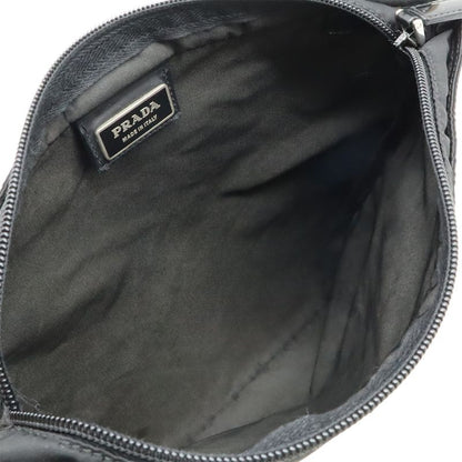 Prada Shoulder Bag Crossbody Depth None Nylon Leather NERO Black Silver