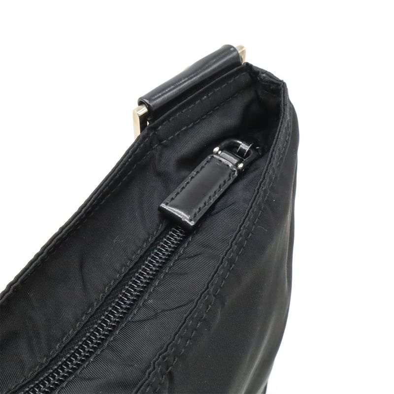 Prada Shoulder Bag Crossbody Depth None Nylon Leather NERO Black Silver