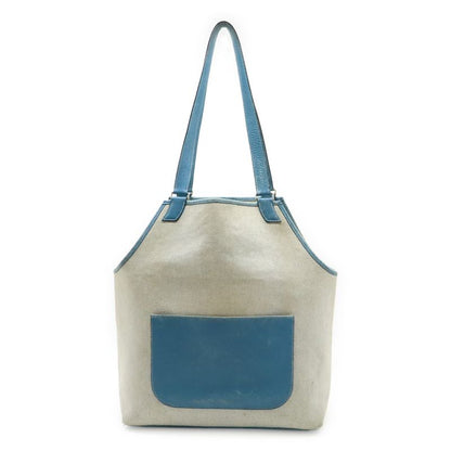 Hermes Jardinier PM Tote Bag Shoulder Bag Semi Shoulder Toile Ash Leather Blue