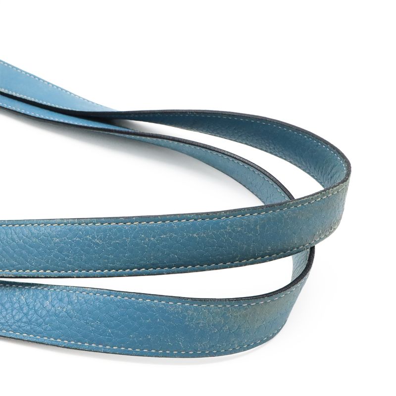 Hermes Jardinier PM Tote Bag Shoulder Bag Semi Shoulder Toile Ash Leather Blue