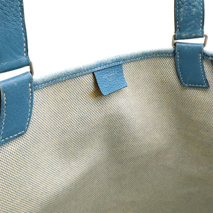 Hermes Jardinier PM Tote Bag Shoulder Bag Semi Shoulder Toile Ash Leather Blue