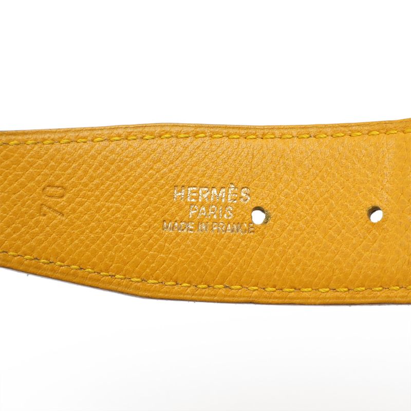 Hermes H Belt H Buckle Reversible Leather Black Brown Silver Hardware With