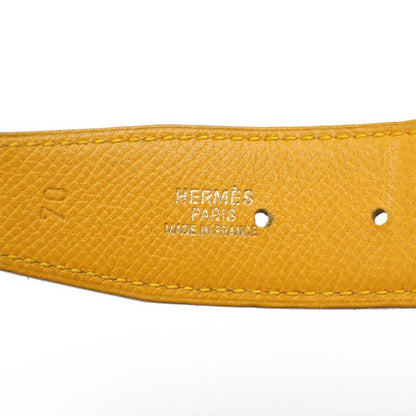 Hermes H Belt H Buckle Reversible Leather Black Brown Silver Hardware With