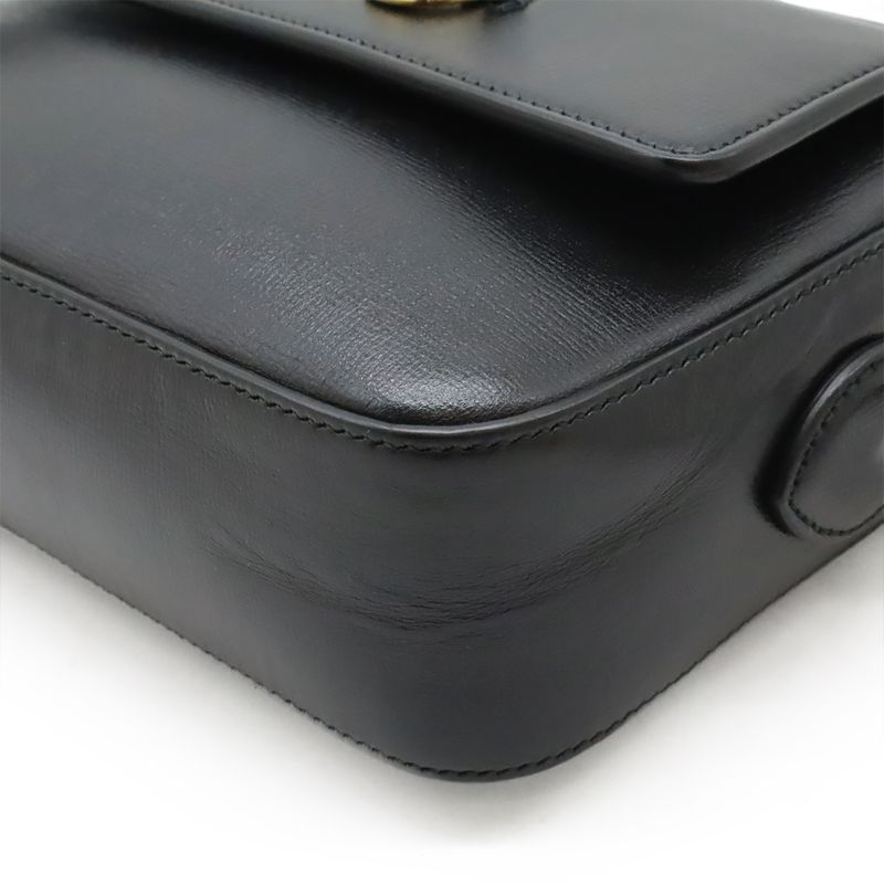 Gucci Horsebit 1955 Small Shoulder Bag Pochette Crossbody Leather Black Gold
