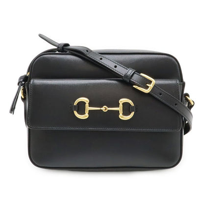 Gucci Horsebit 1955 Small Shoulder Bag Pochette Crossbody Leather Black Gold