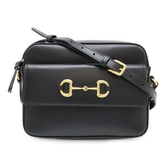 Gucci Horsebit 1955 Small Shoulder Bag Pochette Crossbody Leather Black Gold