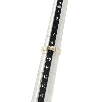 Gucci Icon Print Ring Flat Band 2PD Diamond 18K White Gold 750 White Togo Old
