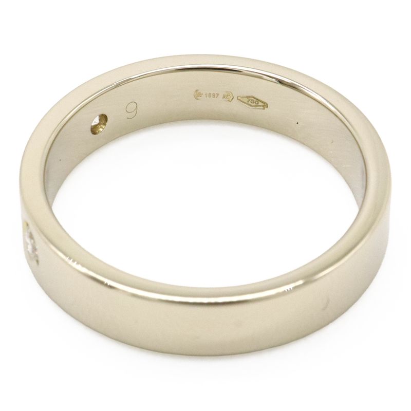 Gucci Icon Print Ring Flat Band 2PD Diamond 18K White Gold 750 White Togo Old