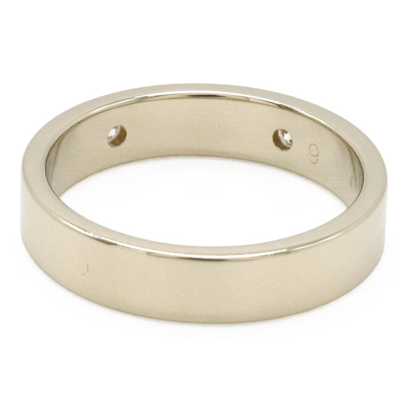 Gucci Icon Print Ring Flat Band 2PD Diamond 18K White Gold 750 White Togo Old